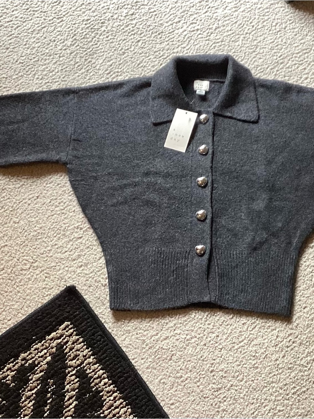 a new day Dark Gray Button-Front Women's Cardigan